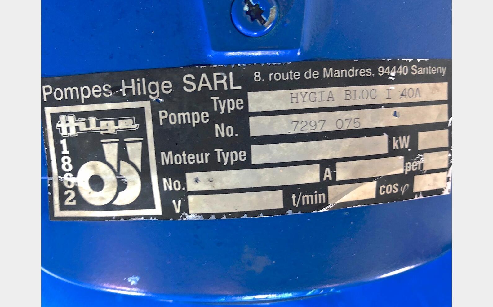 Pompes - HILGE 20 HL/h HILGE