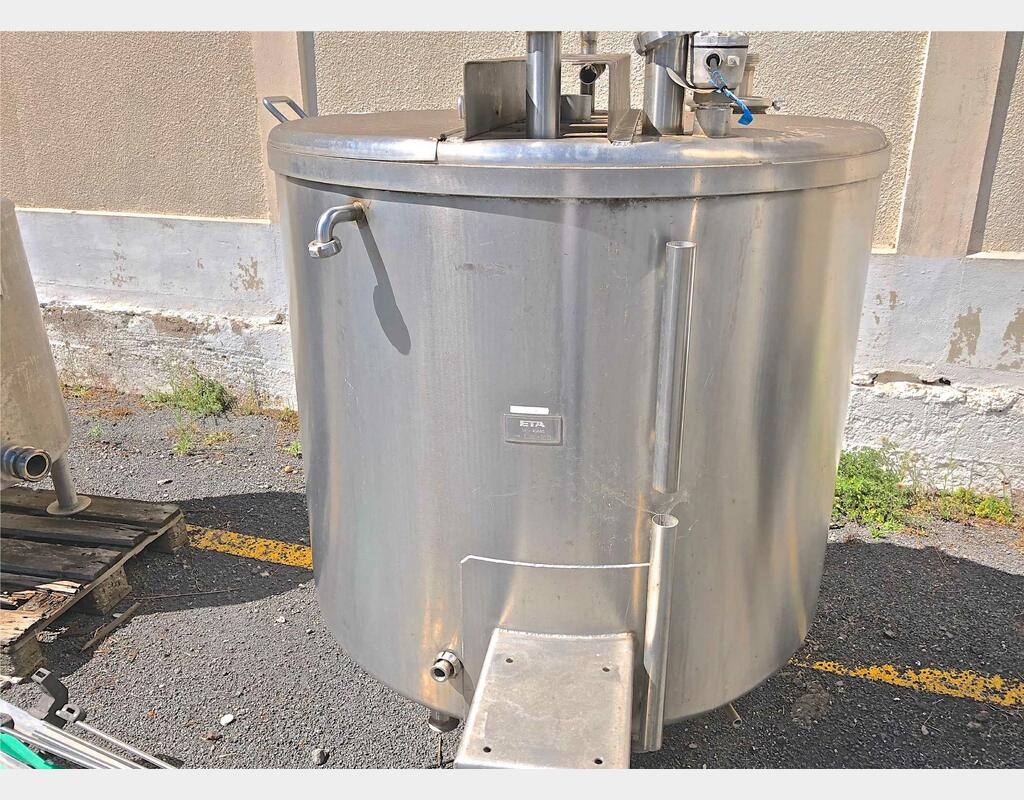 Cuve inox fond conique sur pieds - 1.000 litres
