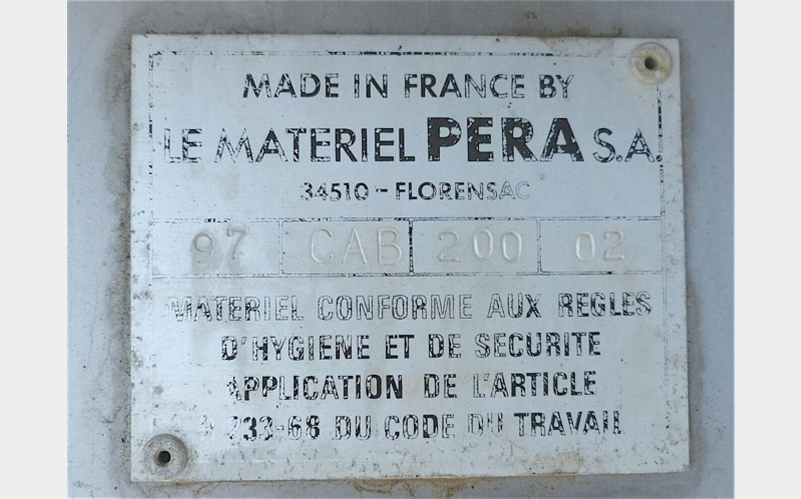Cuve vinification PERA vis extractions int&eacute;rieures CAB 200 Marque : PERA