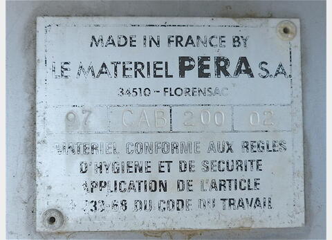 Cuve vinification PERA vis extractions int&eacute;rieures CAB 200 Marque : PERA