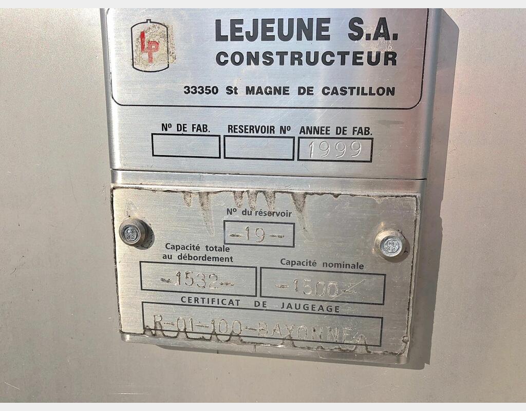 Cuve inox parallélépipède - 1500 l (15 hls)