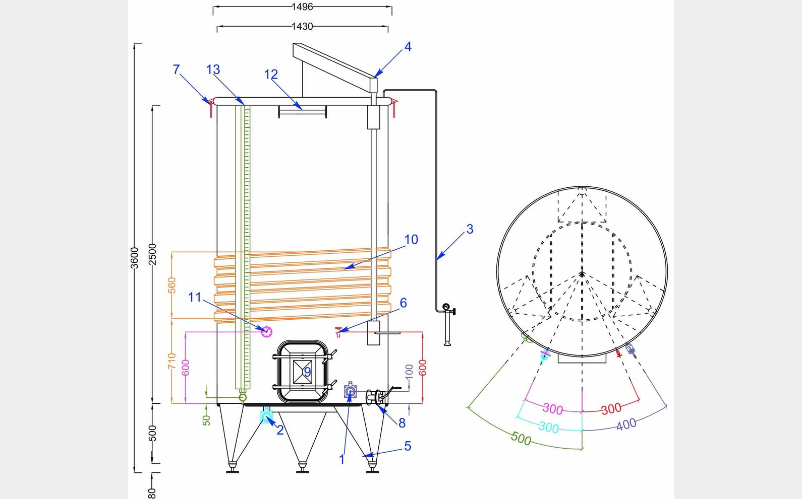 cuve INOX chapeau flottant de 4000 litres MATERIEL NEUF Volume : 4000 litres