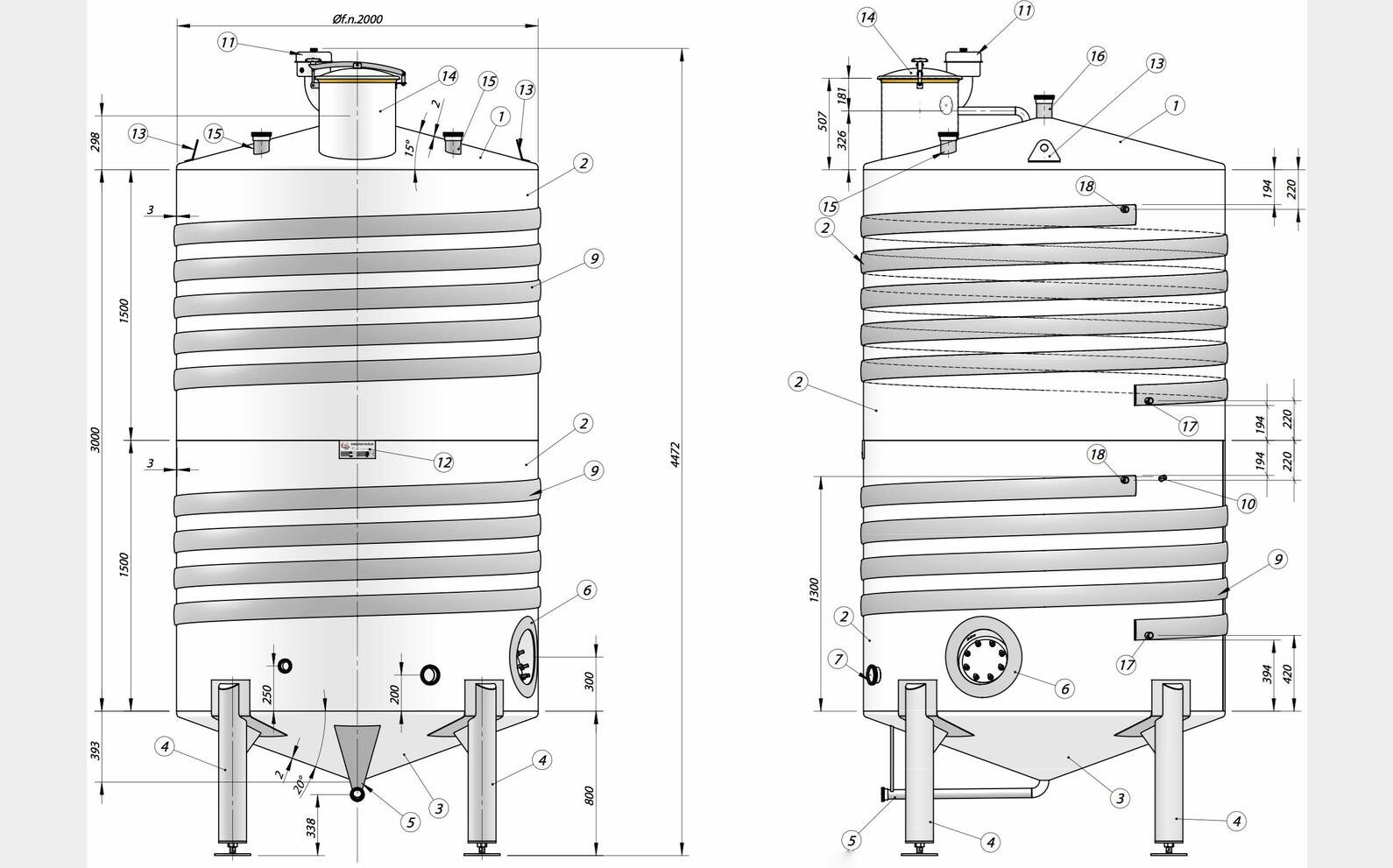 cuve  INOX 316L circuit coquill&eacute; MATERIEL NEUF