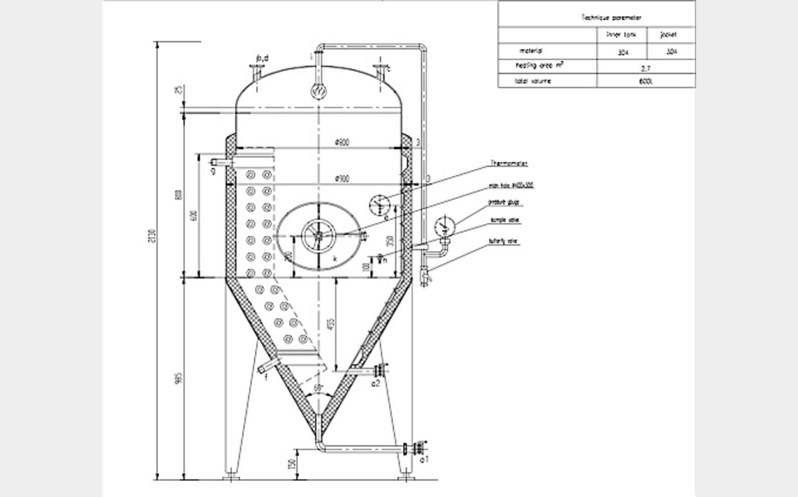 Cuve de fermentation pour la bi&egrave;re 500 L INOX 304