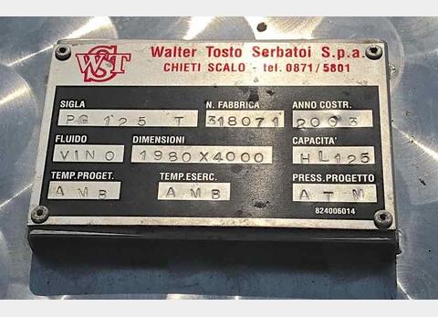 Cuve inox Marque : WALTER TOSTO SERBATOI