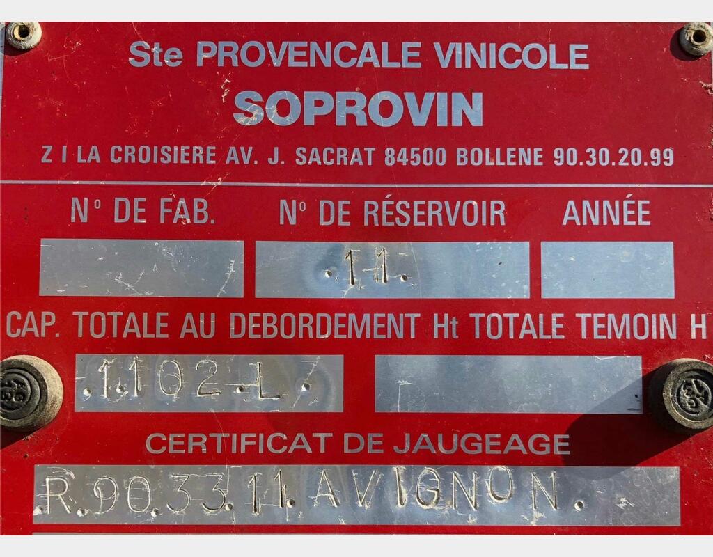 Cuve de Stockage INOX  - 1100 Litres , SOPROVIN