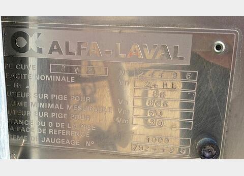 Tank &agrave; lait inox PU0118 Type : RVS - ALPHA LAVAL