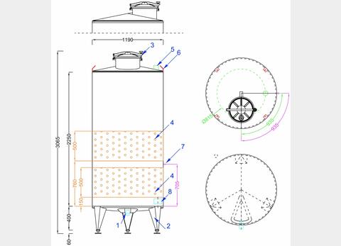 316 stainless steel tank -  - Cooling belts 25 HL (2500 litres) ARSILAC