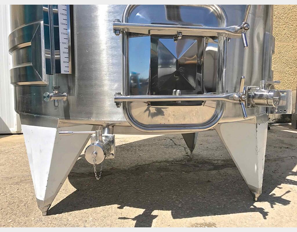 Cuve inox à chapeau flottant  80 hls - Fond incliné sur pieds