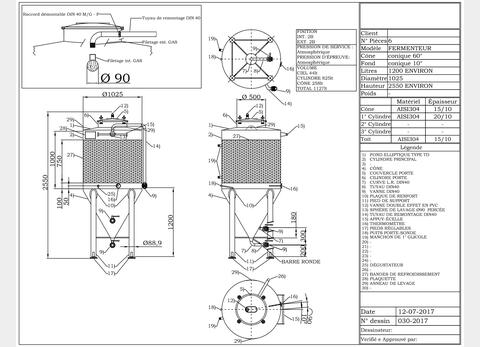 Cuve ferm&eacute;e sur pieds cylindro conique MATERIEL NEUF