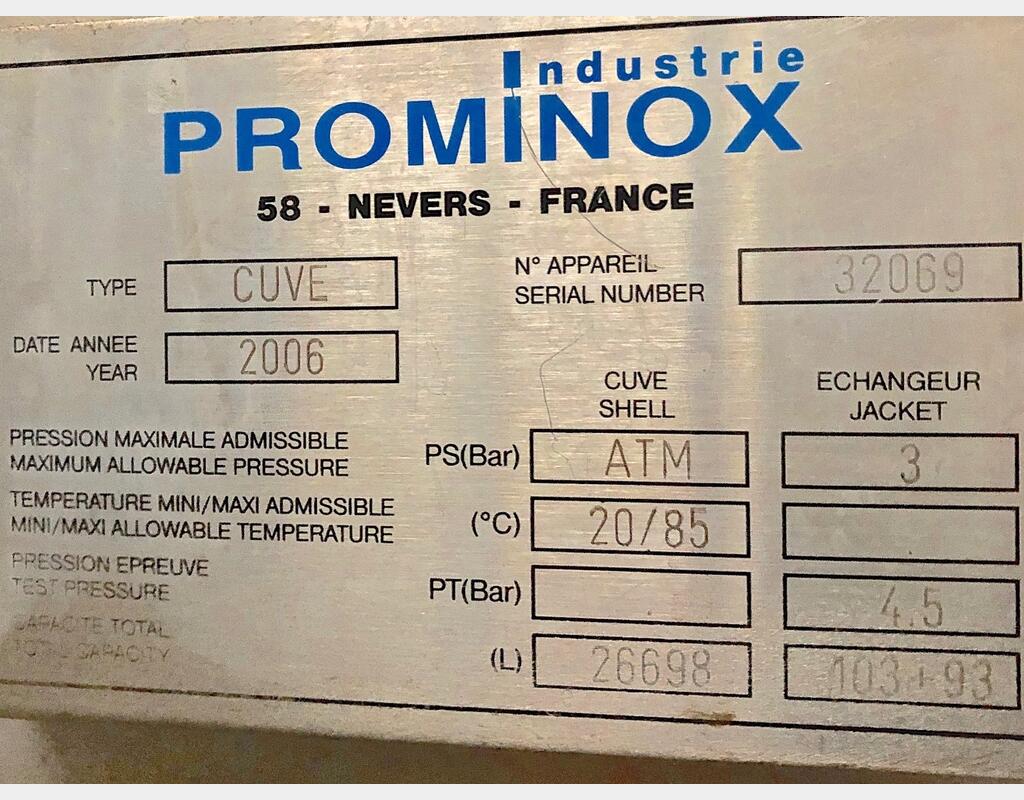 Cuve INOX de mélange isolée - Marque : PROMINOX