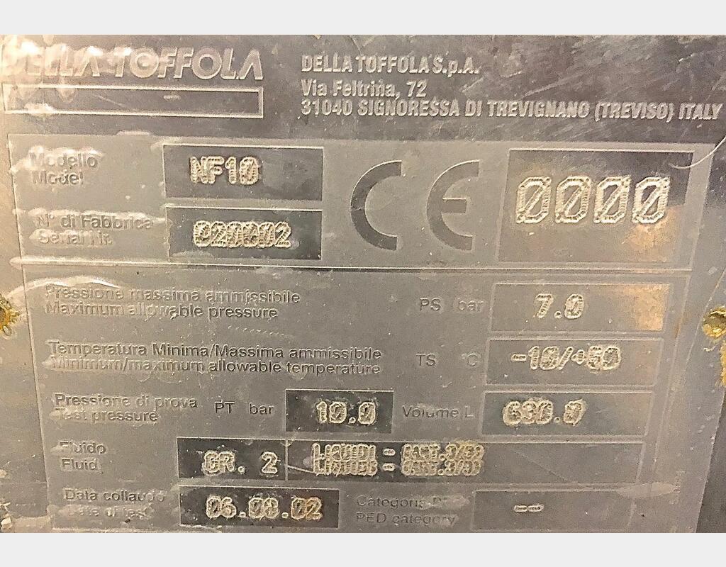 ATEX earth filter - Model NF 10 Flow : 300 HL/h DELLA TOFFOLA
