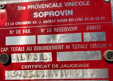 Cuve de Stockage INOX  - 1600 Litres , SOPROVIN