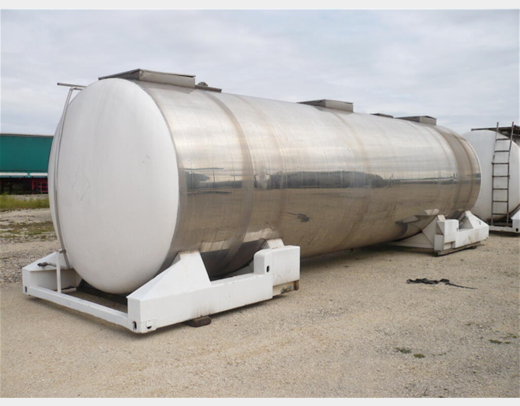 Conteneur de stockage en INOX 316L - Cylindrique horizontale isolée