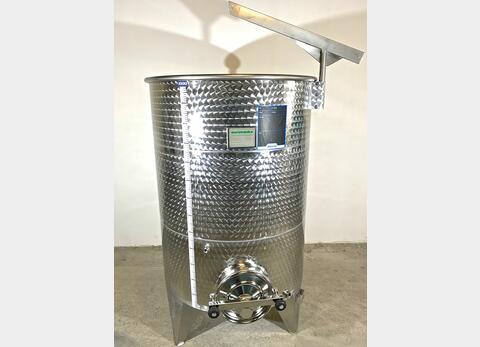 Cuve Inox fond conique chapeau flottant - sur pieds Capacité 1000 L