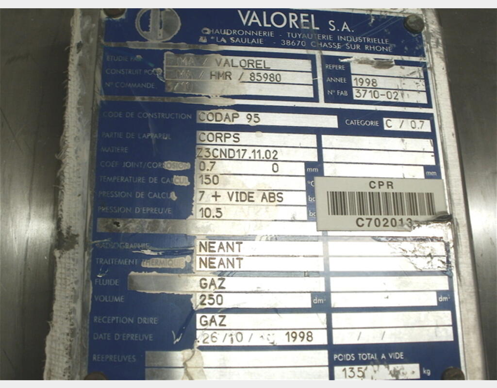 Ballon INOX de 250 litres INOX 316L
